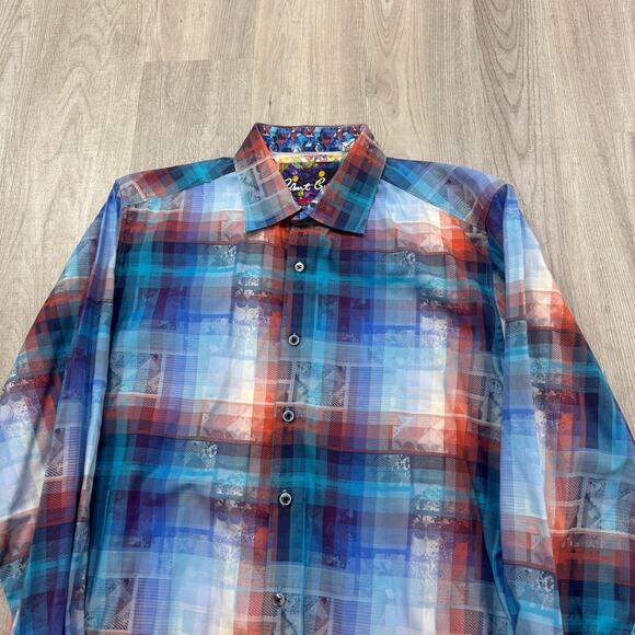 Robert Graham Flip Cuff Button Shirt Men's Extra Large Colorful Geometric Preppy - Picture 1 of 10